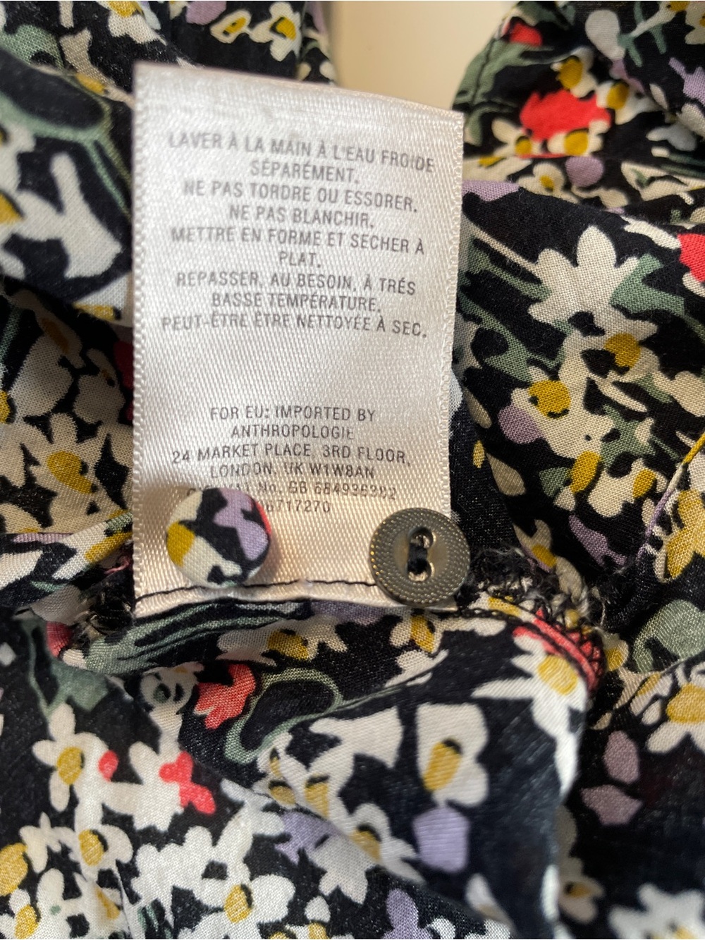 Maeve Anthropologie Matilda Black Floral Long Sleeve Button-up Blouse Size Large - Picture 10 of 10
